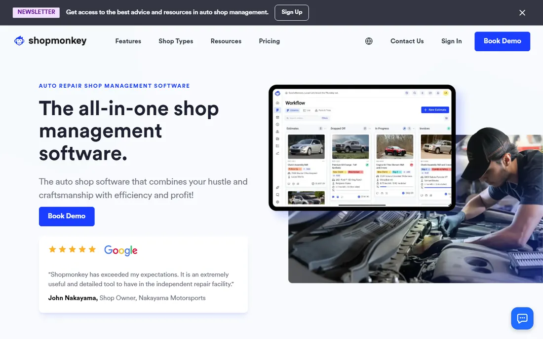 Shopmonkey homepage