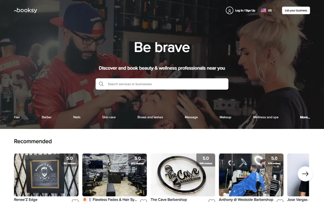 Booksy homepage