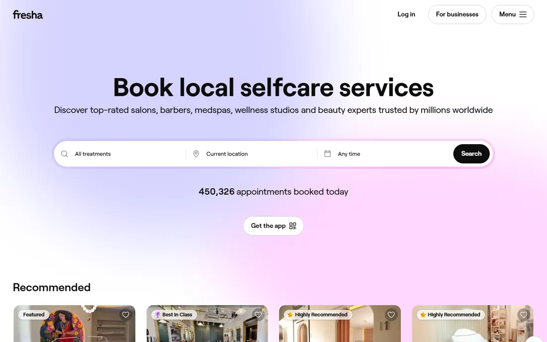 Fresha homepage