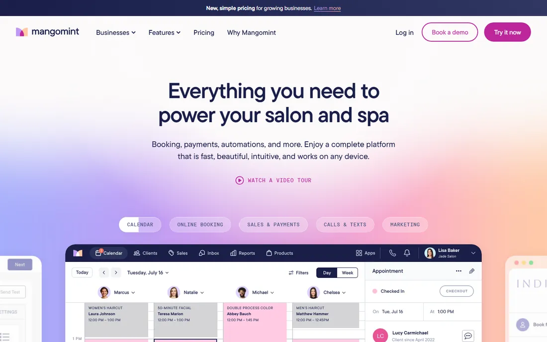 Mangomint homepage