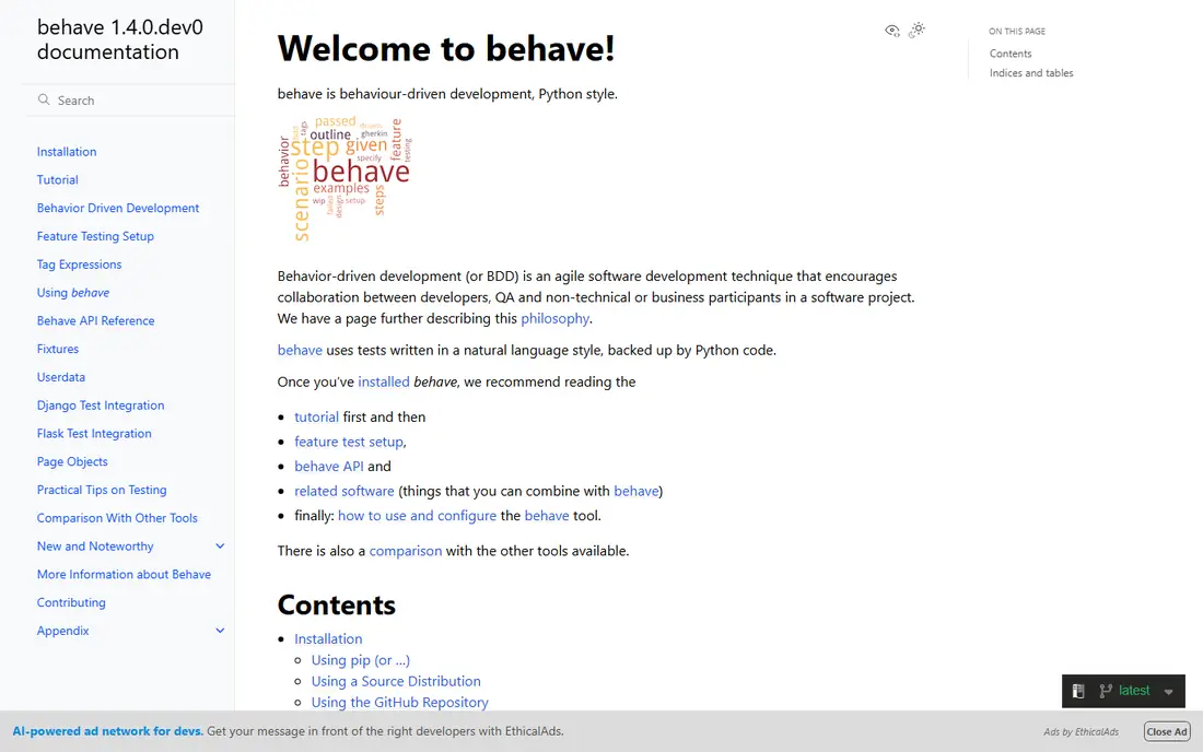 Behave homepage