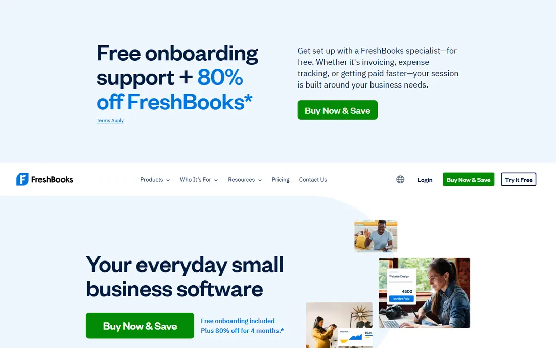 FreshBooks homepage