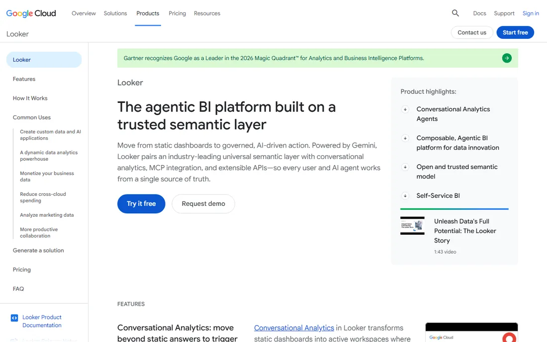 Looker homepage