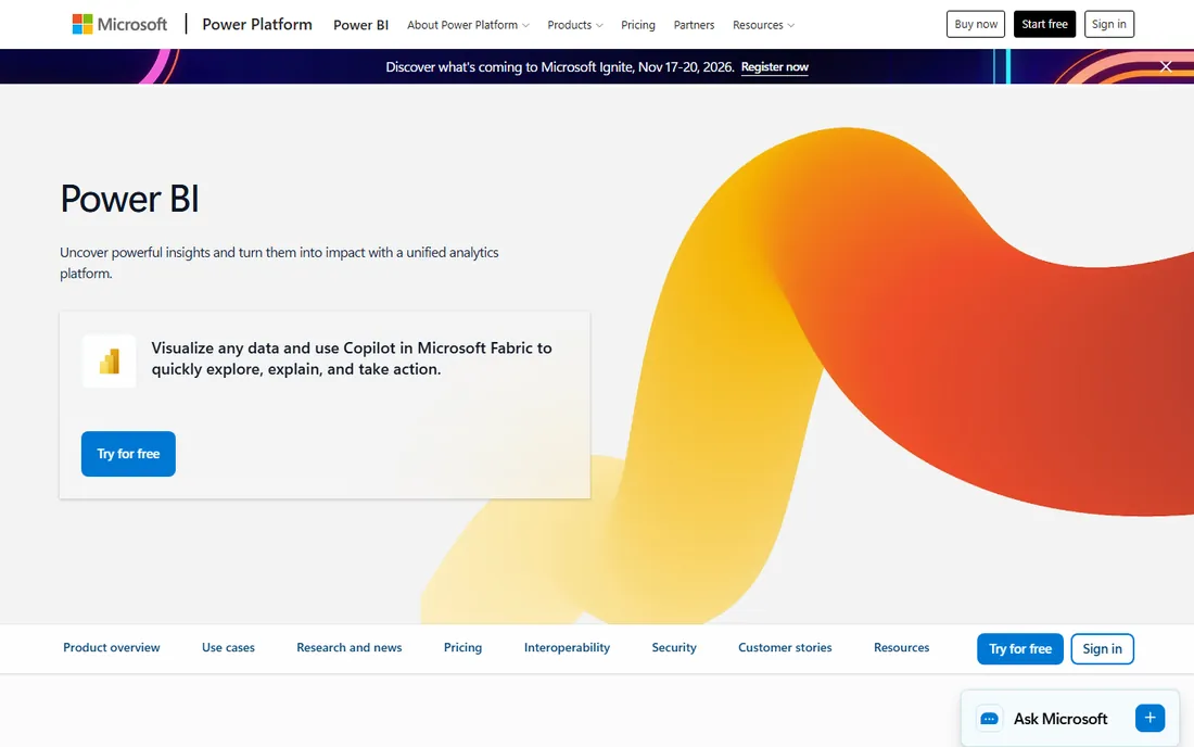 Power BI homepage