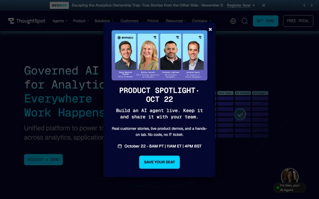 ThoughtSpot homepage
