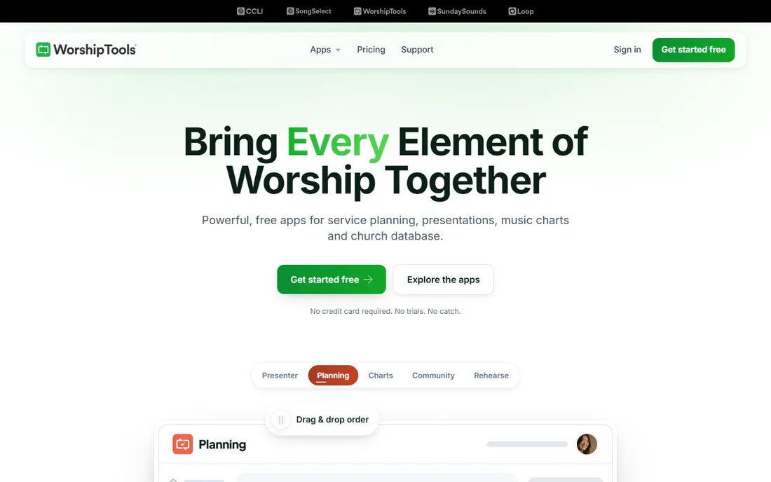 WorshipTools homepage