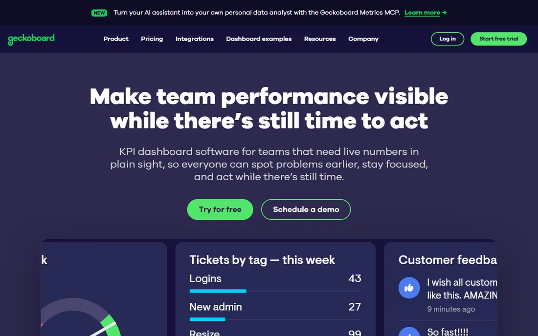 Geckoboard homepage