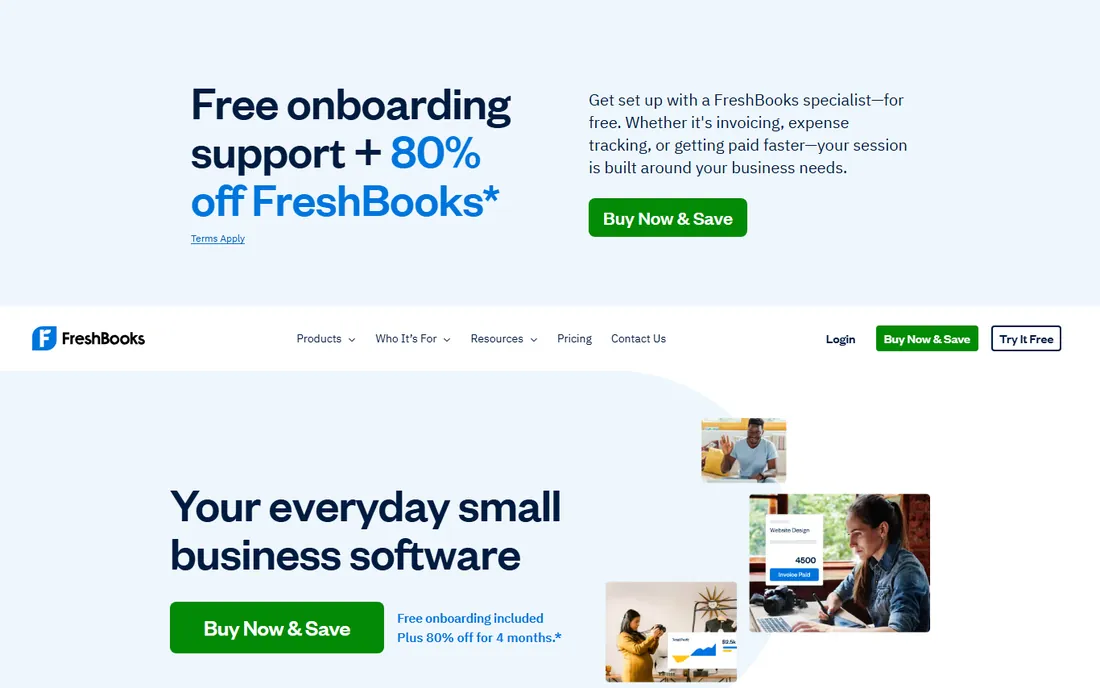 FreshBooks homepage