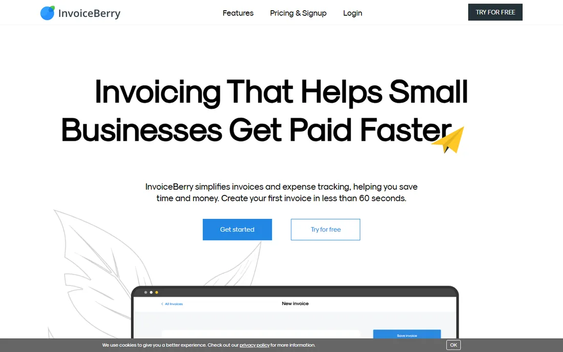 InvoiceBerry homepage