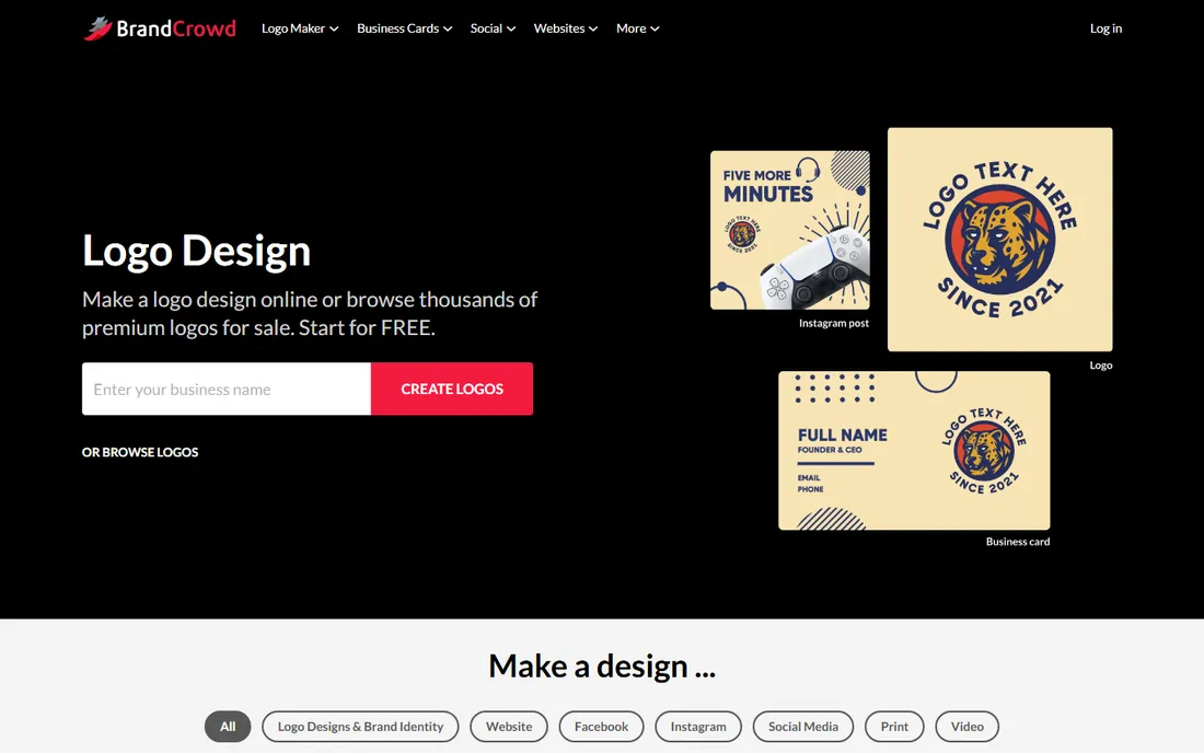 BrandCrowd homepage