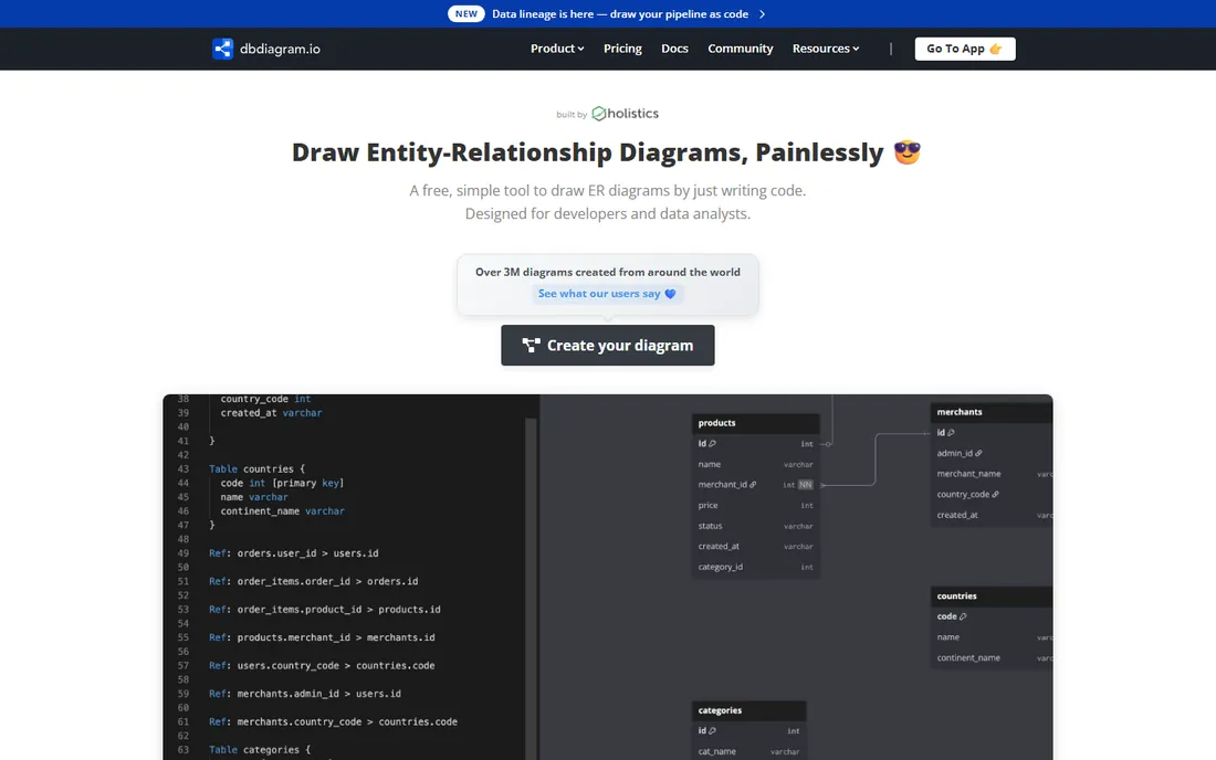dbdiagram.io homepage