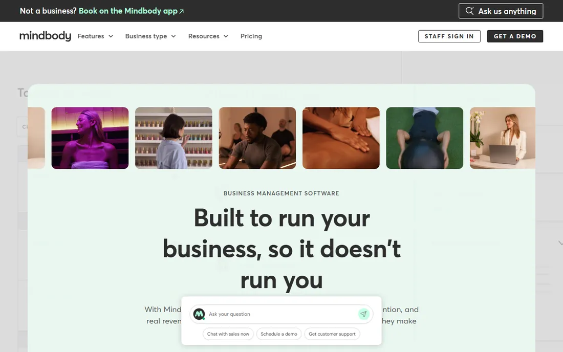 Mindbody homepage