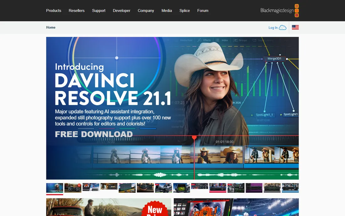 DaVinci Resolve homepage