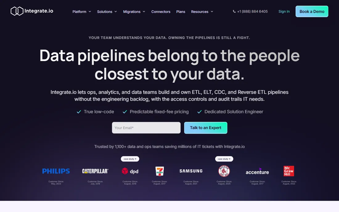 Integrate.io homepage