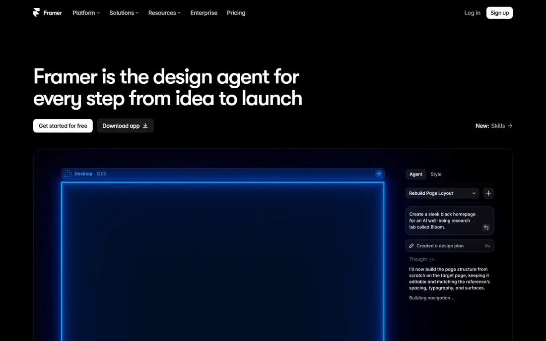 Framer homepage