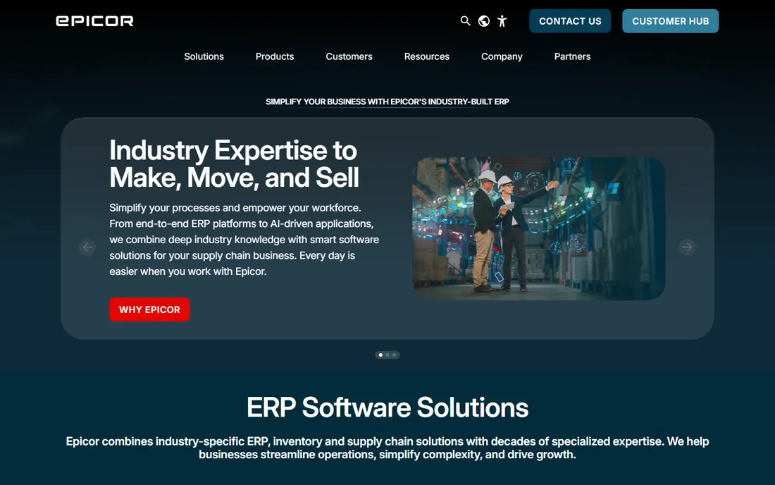 Epicor Prophet 21 homepage