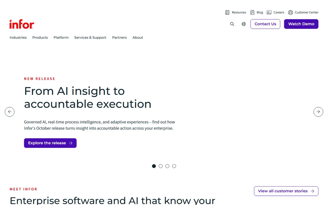 Infor CloudSuite Distribution homepage