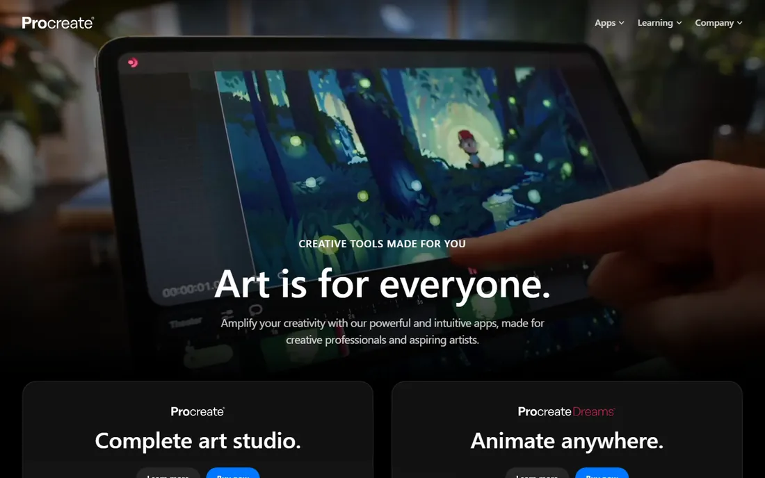Procreate homepage