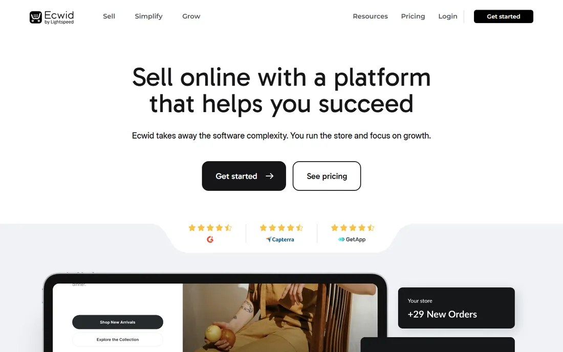 Ecwid homepage