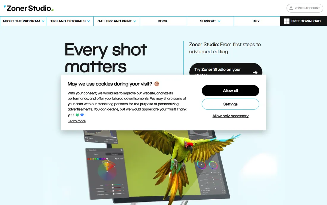 Zoner Photo Studio X homepage