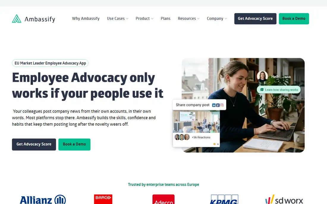 Ambassify homepage