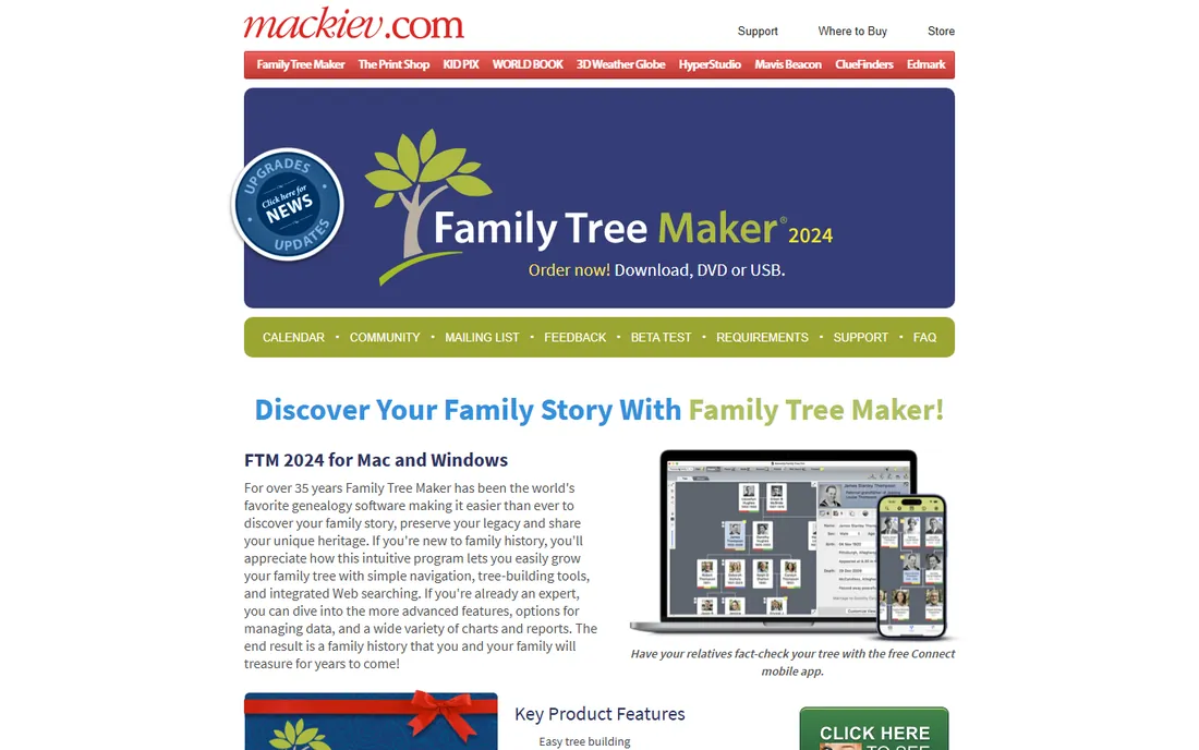Family Tree Maker homepage