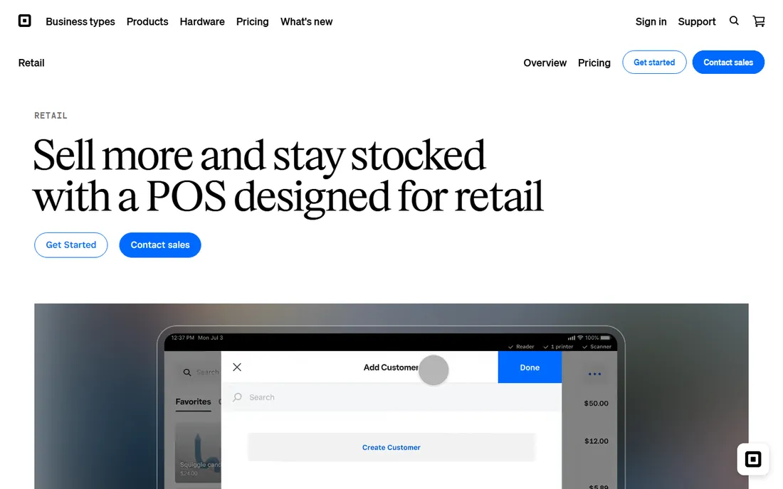 Square homepage