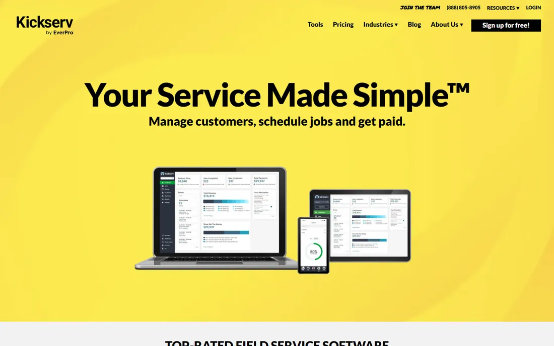 Kickserv homepage