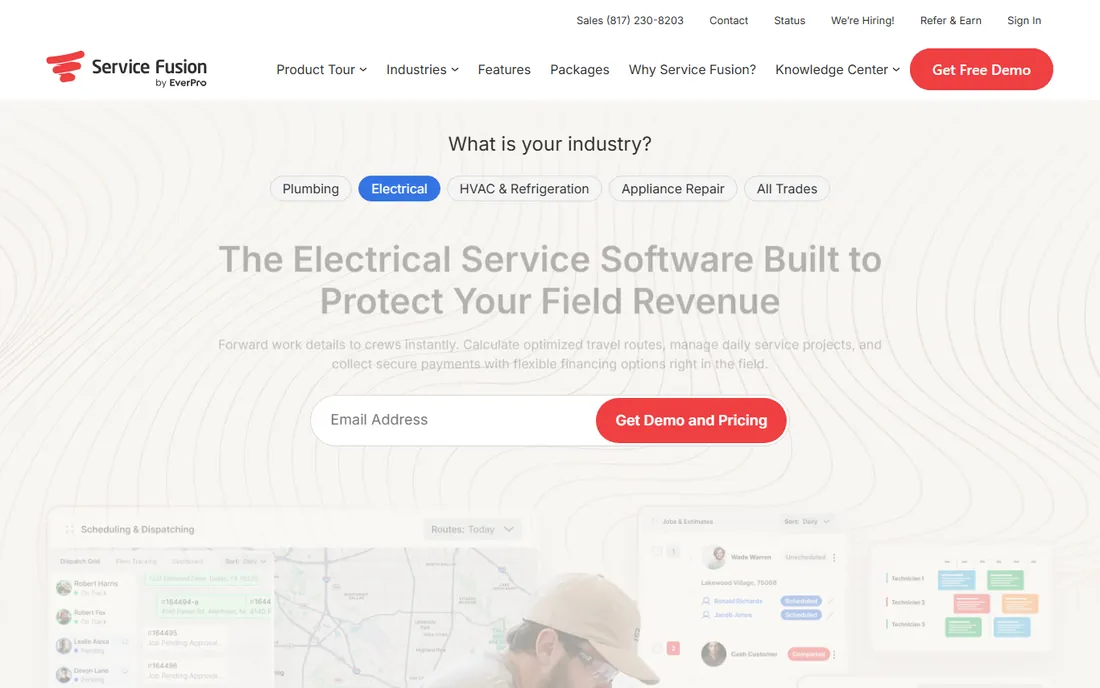 Service Fusion homepage