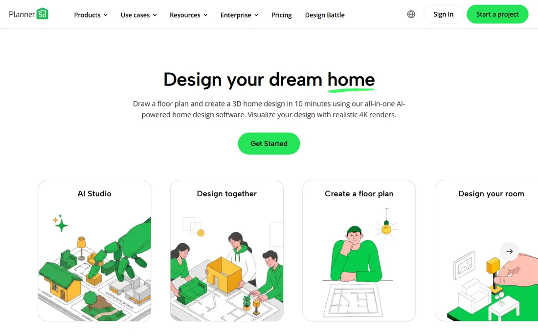 Planner 5D homepage