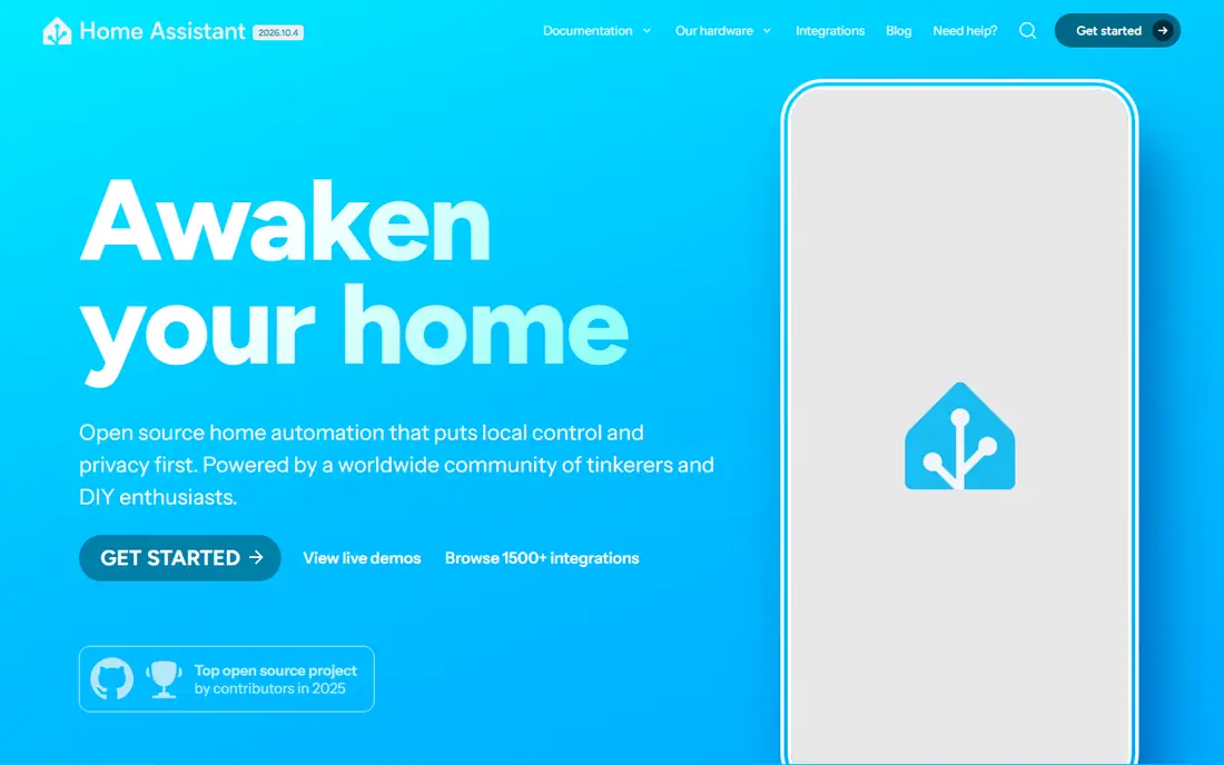 Home Assistant homepage