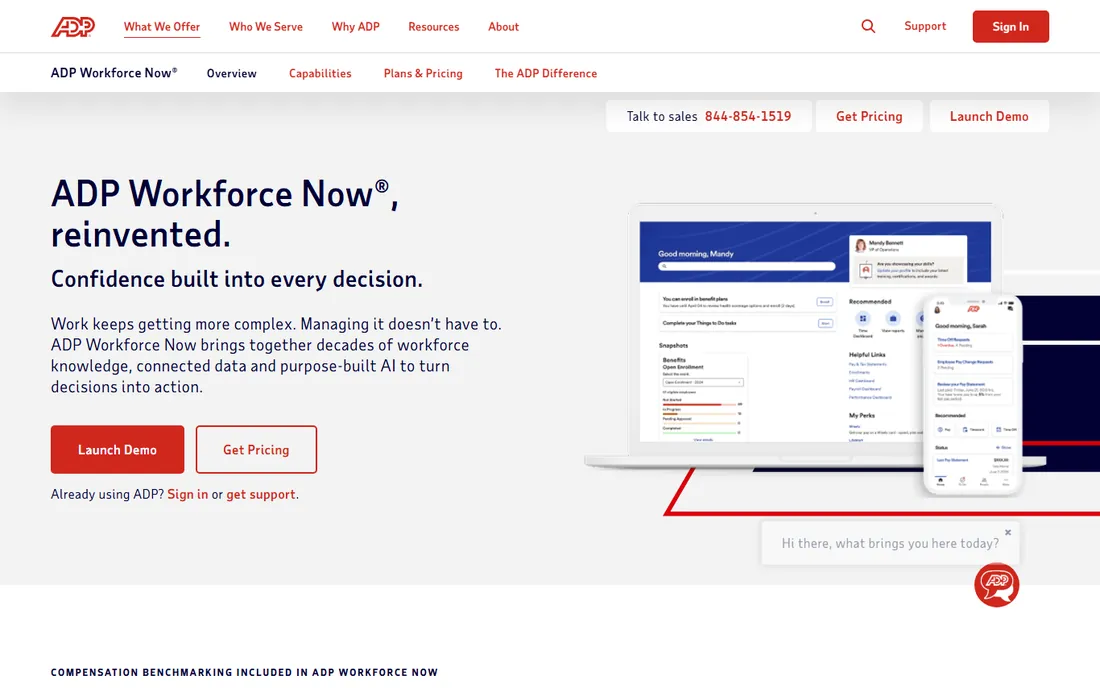 ADP Workforce Now homepage