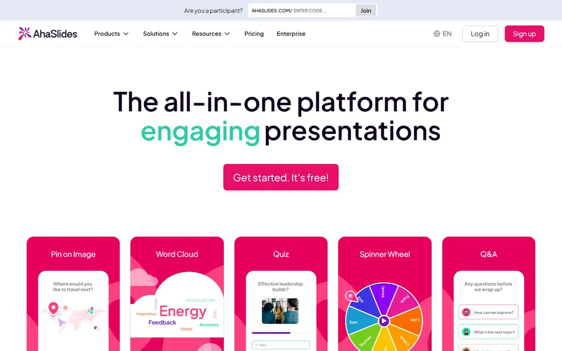 AhaSlides homepage