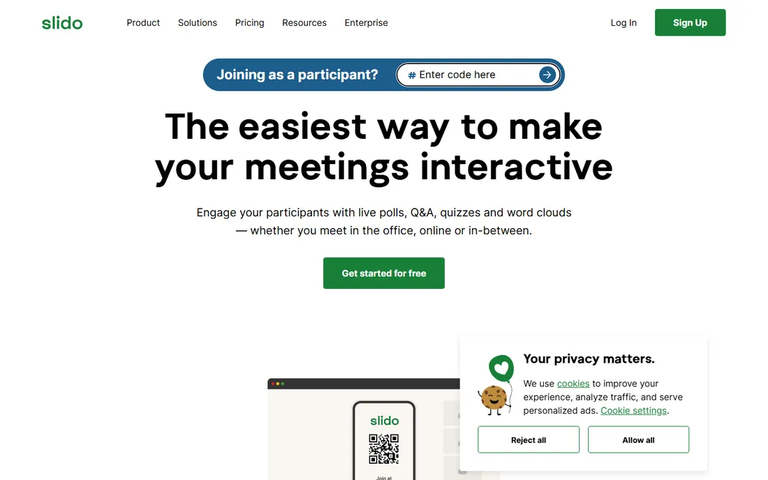 Slido homepage