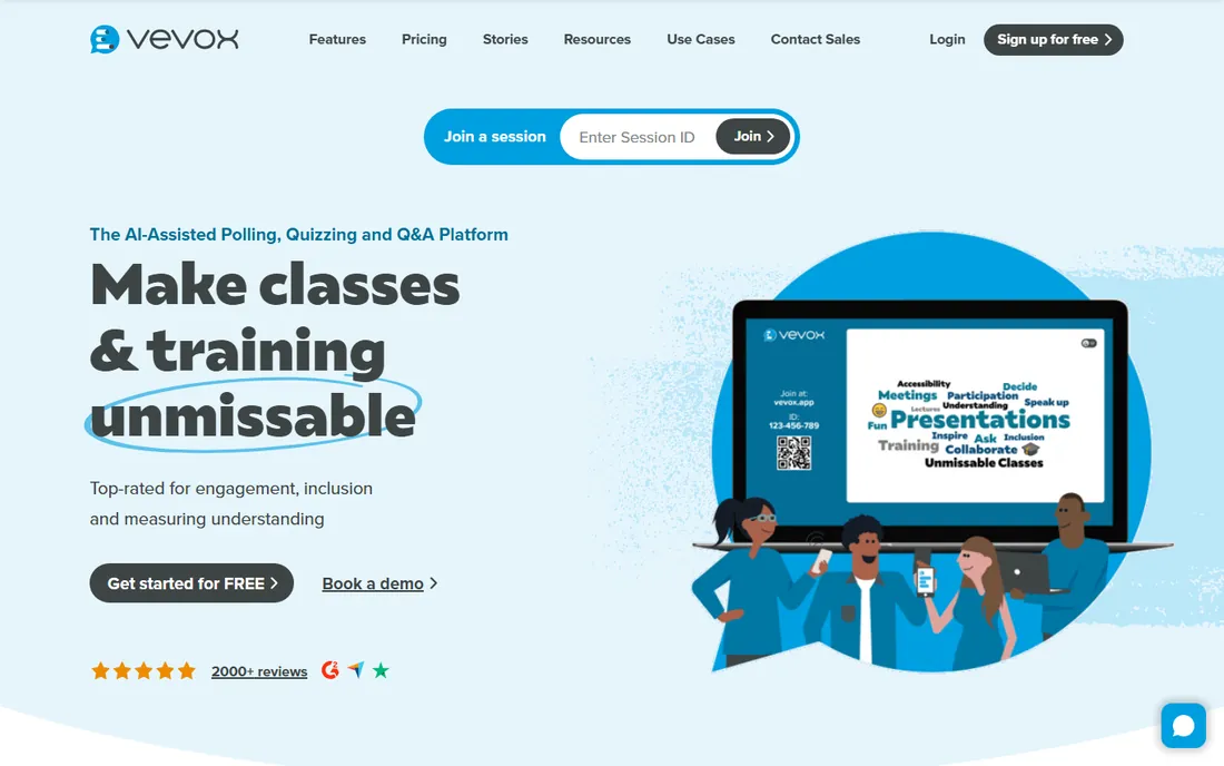 Vevox homepage