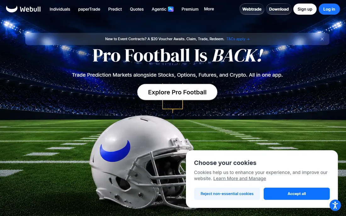 Webull homepage