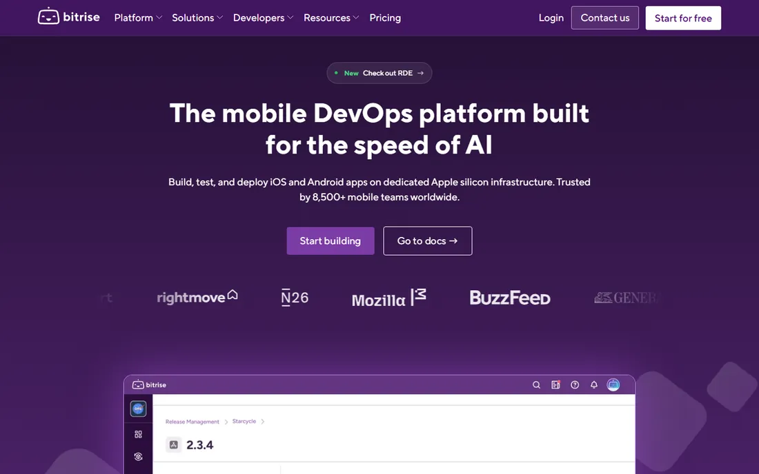 Bitrise homepage