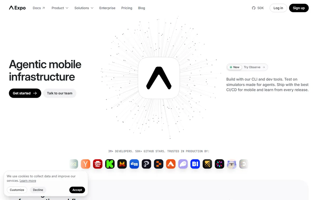 Expo homepage