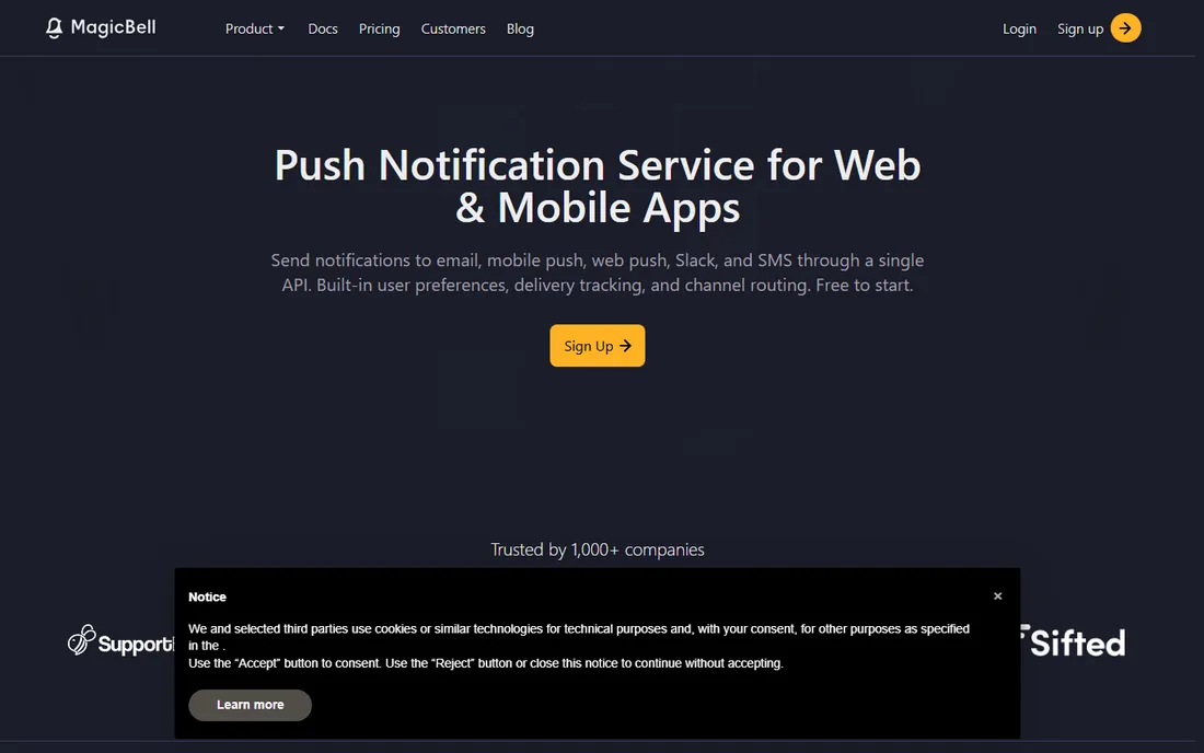 MagicBell homepage