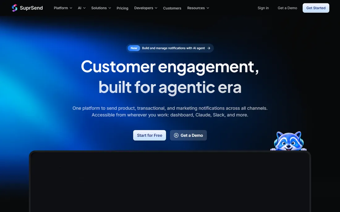 SuprSend homepage
