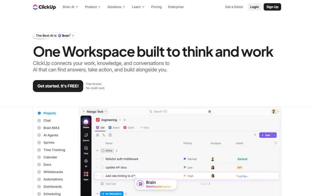 ClickUp homepage