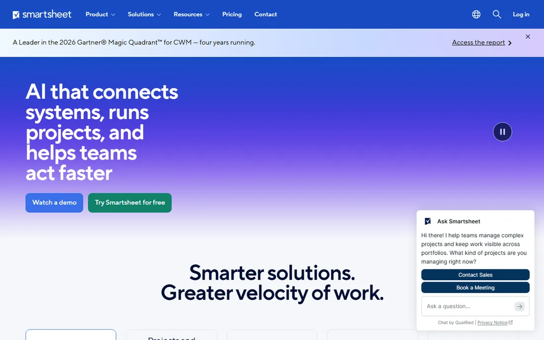 Smartsheet homepage