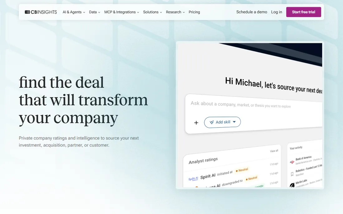 CB Insights homepage