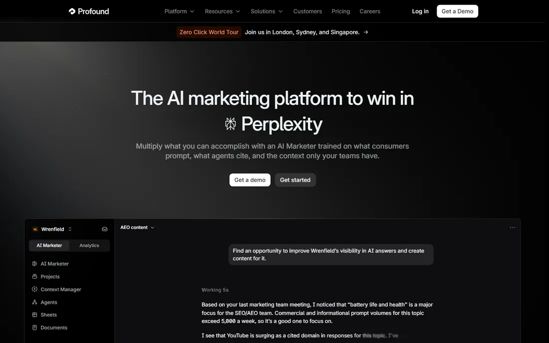Profound homepage