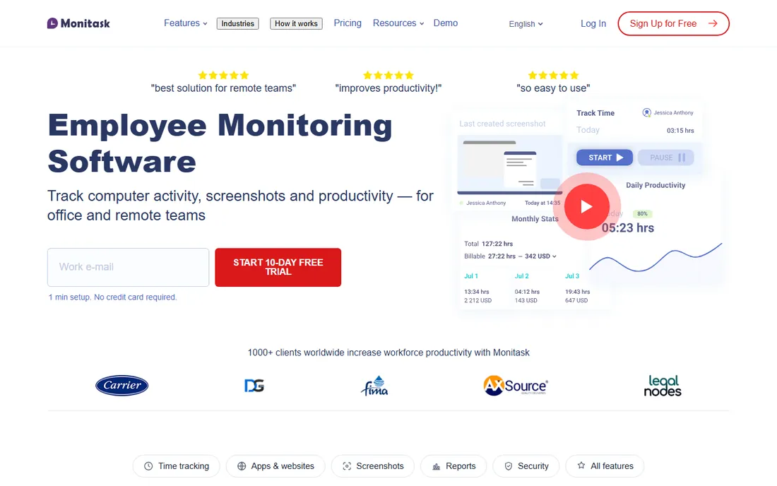 Monitask homepage