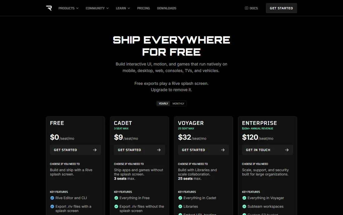 Rive homepage