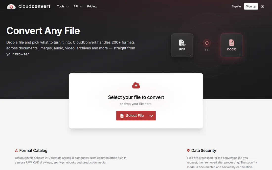CloudConvert homepage