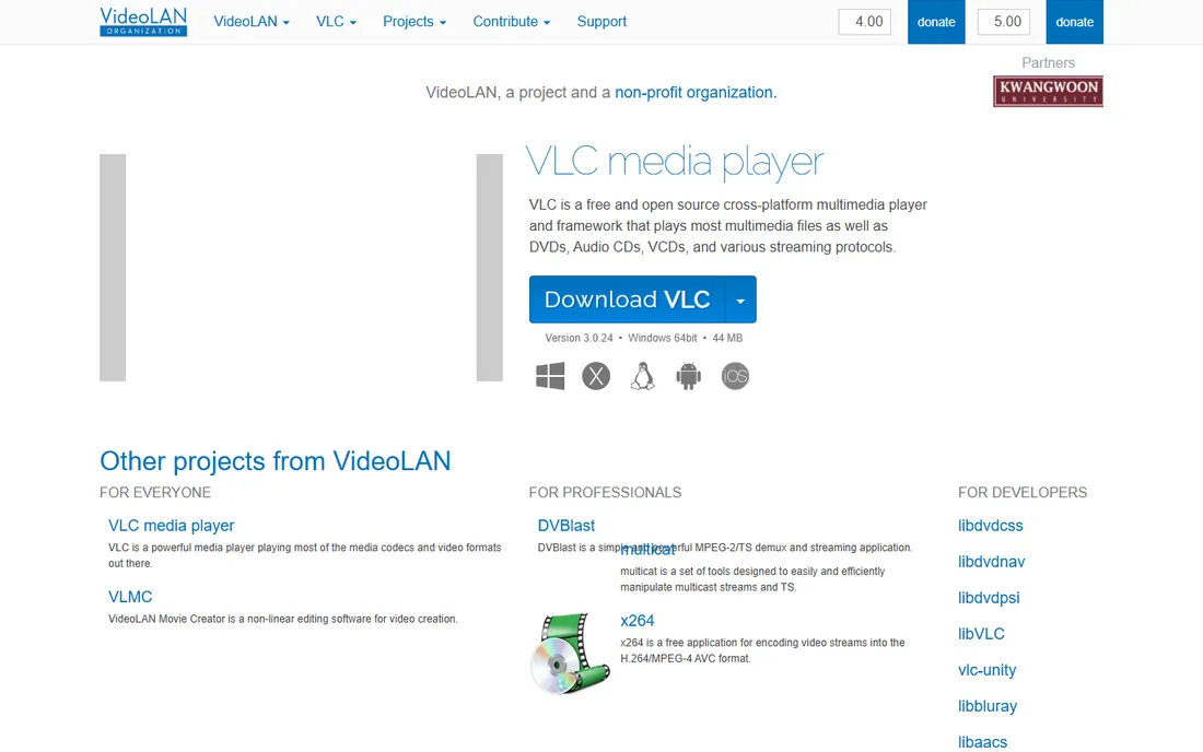 VLC homepage