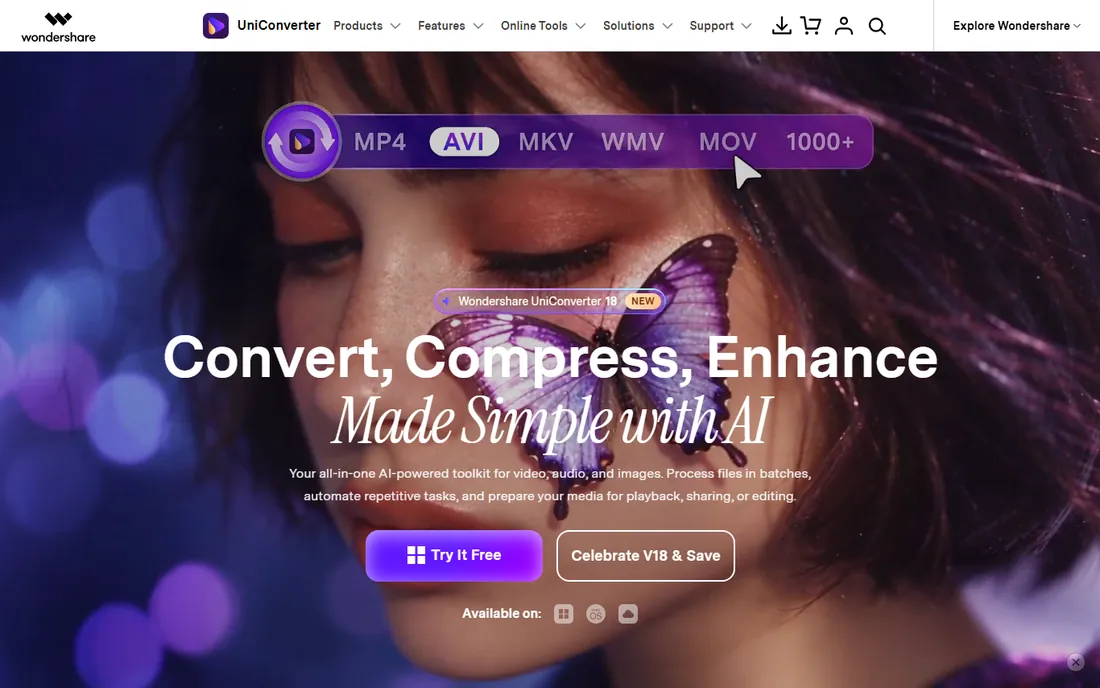 Wondershare UniConverter homepage