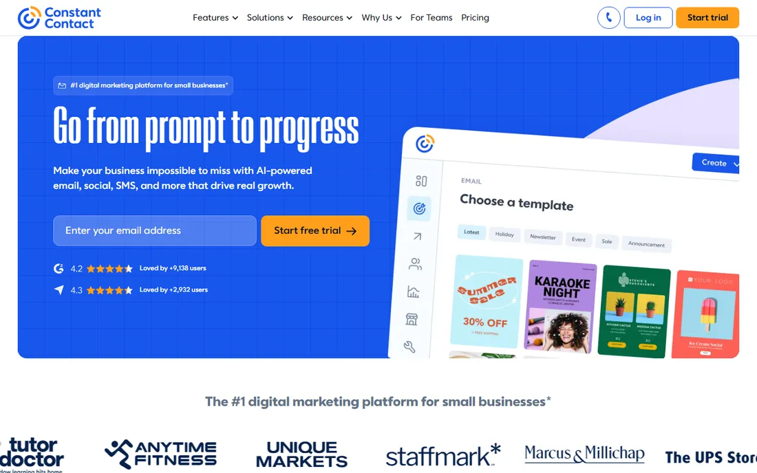 Constant Contact homepage